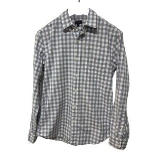 J Crew Slim Fit Shirt Button Up Long Sleeve Mens Medium Blue White Plaid Sz M
